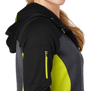 เสื้อฮู้ดแบบมีซิปขึ้นใหม่สำหรับผู้หญิงบริการ ODM เสื้อมีฮู้ดแบบบล็อกสี2024น้ำหนักเบาดีไซน์ของคุณมาใหม่ - Product Image 6