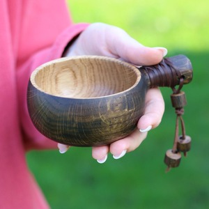 Taza Clásica de Madera para Exteriores, Ligera, para Senderismo y Camping, con Asa de Cuero, Precio Bajo, por AALIYAN IMPEX - Product Image 2