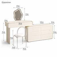 Coiffeuse avec miroir pour chambre à coucher, commode en bois à 6 tiroirs, coiffeuse d'angle pour maquillage