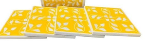 Sous-verres en bambou avec incrustations d'os artistiques, faits à la main, décoratifs, fonctionnels, résistants à la chaleur, écologiques, carrés, pour la maison - Product Image 2