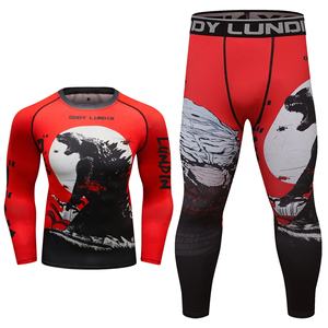 E Custom Printed <b>Mens</b> <b>Long</b> Sleeve BJJ MMA Rash Guard <b>Mens</b> Compression Tights T Shirt+leggings+<b>shorts</b> Set - Product Image 4