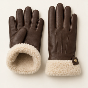 Leather <b>Gloves</b> <b>With</b> Faux <b>Fur</b> Lining Thermal Winter Outdoor Wrist Length Plain Style Handmade Leather <b>Gloves</b> Factory Custom Color - Product Image 2