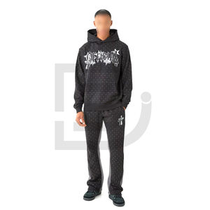 <b>Black</b> Color Make Your Own Adult Wear Highest Quality Eco Friendly <b>Fabric</b> Men Outer Wear Rhinestone Tracksuits - Product Image 3