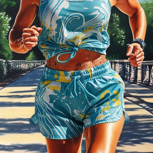 Women's Breathable Mid Gym Shorts for Fitness Yoga Eco-Friendly Quick Dry Sport Shorts Pattern Belt Decoration Shorts <b>Skirts</b> - Product Image 2