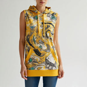 Entrenamiento Correr Fitness Singlet Recortado Sin mangas Sudadera con capucha Cordón alto Sin mangas Sublimación Sudadera con capucha Señoras - Product Image 1