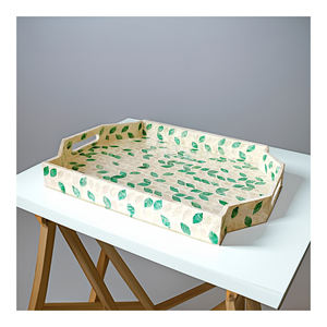 Bandeja de Servicio Decorativa de Lujo, Hecha a Mano en Vietnam, con Incrustaciones de Madreperla, Geométrica, Pulida, Elegante, Duradera y Ecológica, para Hotel - Product Image 1