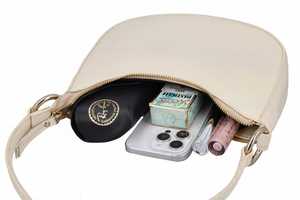 Cream Genuine Leather Crescent Shoulder <b>Bag</b> Women <b>Small</b> Hobo Purse Trendy Underarm Handbag Cute Minimalist Evening <b>Clutch</b> Gift - Product Image 5