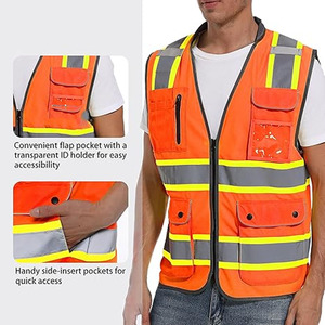 เสื้อกั๊กนิรภัยสะท้อนแสงพร้อมโลโก้ตามสั่งชุดยูนิฟอร์มงานอุตสาหกรรมชุดทำงานมองเห็นได้ชัดเจนมีกระเป๋า - Product Image 4