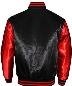 Chaqueta Universitaria de Satén, Bordado Personalizado, Grosor Estándar, Chaqueta Universitaria de Satén para Hombre, de Alta Calidad, Lujosa, Unisex, Negra, de Seda - Product Image 5