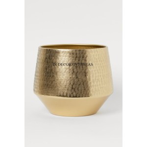 Maceta de Metal resistente de forma redonda chapada en oro de alto grado de diseño de aspecto atractivo para la decoración del hogar y la Oficina de la India - Product Image 1