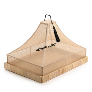 Plateau Rectangle en rotin avec couverture en filet Plateau design fait main de qualité supérieure Plateau en rotin en gros élégant classique - Product Image 2