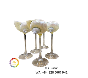 ถ้วยเปลือกหอยธรรมชาติแบบใช้มือเป่าแก้วไวน์เปลือกหอยใสใช้ซ้ำได้แก้วไวน์แบบหรูหราสำหรับค็อกเทลมาร์ตินี่ - Product Image 6