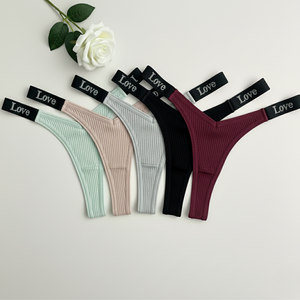 Women's Cotton G-String Thong Panties Striped Low-Rise Everyday Anti-Static <strong>Waist</strong> Logo <strong>Underwear</strong> Wholesale - Product Image 2