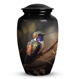 Bird Unique American Style Aluminum Alloy Matte Finish <b>Large</b> <b>Urns</b> for Ashes Size 10.5 Inches - Product Image 1