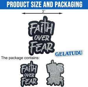Parche de Fe sobre el miedo, parche bordado cristiano para coser, insignia cristiana, apliques cruzados para chaqueta, parche de tela con verso bíblico - Product Image 5