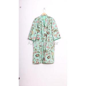 Veste Kantha en coton unisexe vintage, manteau d'hiver fait main à motif floral pour vêtements de nuit - Product Image 2