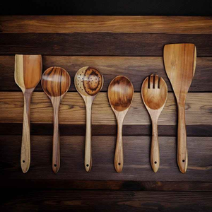 Cuillère à thé et à café en bois élégante, cuillère de service pour dîner avec motif rond complexe - Product Image 5