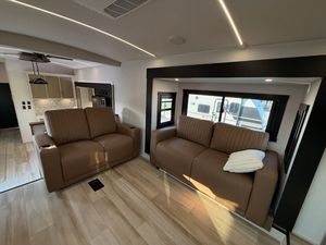 Forest River Sunseeker Motorhome Gray Aluminum 6 Person Modern Travel <b>Trailer</b> with Slide-Out Kitchen and PVC <b>Floor</b> - Product Image 3