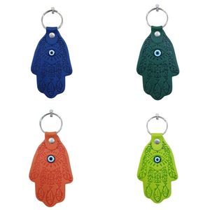 Hand of Fatima <b>Leather</b> <b>Keychain</b> in Various Colors - Product Image 2