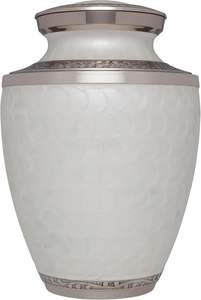Urne funéraire blanche en laiton pour cendres humaines, grande taille, adaptée aux cimetières et aux niches funéraires, pour adultes. - Product Image 2