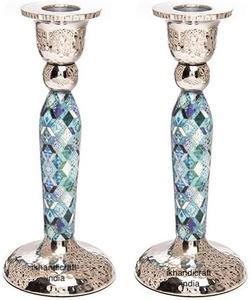 Candelabros de Aluminio Plateado Brillante Personalizados, Decoración para el Hogar, Regalo Económico para Navidad y Festividades Judías - Product Image 2