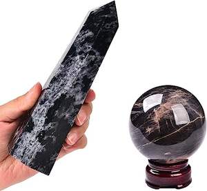 Obélisques en marbre noir, obélisque d'obsidienne en cristal naturel, obélisque en verre de cristal - Product Image 2