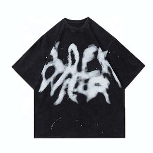 Salva impex เสื้อยืดสีดำพิมพ์ลายสกรีนขนาดใหญ่แบรนด์เนมสำหรับผู้ชายเสื้อยืดไหล่ตกออกแบบได้เอง - Product Image 1