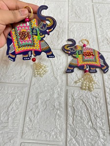 Mdf Elefante Shubh Labh Colgantes de pared Regalos de devolución de inauguración Diwali Regalos Puja Regalos Favores DE BODA Mandir Decoración de puerta - Product Image 3
