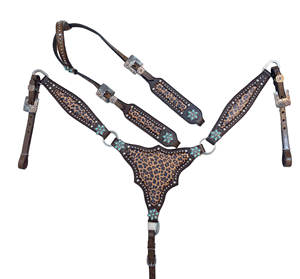 Ensemble de bride et de collier de poitrail en cuir à imprimé guépard, best-seller, par Direct Factory OEM Service, bienvenue au meilleur prix - Product Image 1