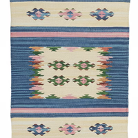 Tapis tissé en coton fait main - Lavable, réversible, motif floral, poils doux, design moderne, pour la maison, l'exercice, les voyages et les pique-niques