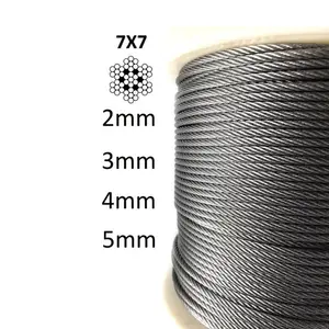 Sistema de revestimento de fio de aço inoxidável, corda de fios de aço inoxidável aisi 316 sus 304 1x7 7x19 7x7 de 10mm 12mm 14mm 16mm 18mm