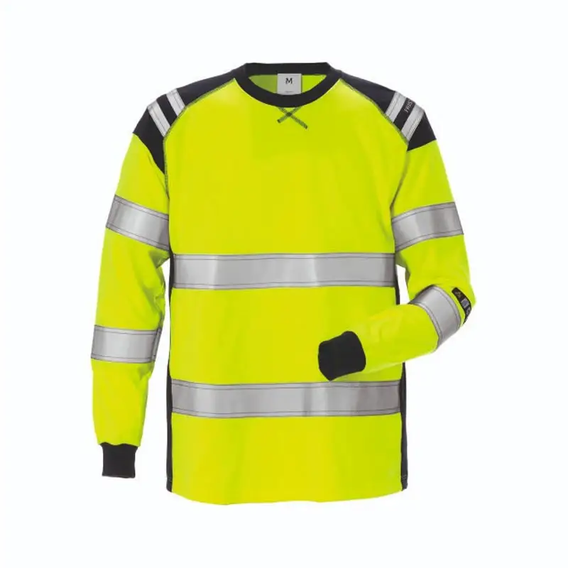 100% Polyester Hi Vis chemises à manches longues vêtements de travail pour hommes avec Logo personnalisé panneaux avant Style chemises de sécurité