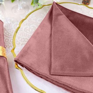 Servilleta DE MESA DE BODA Rosa polvoriento de lujo 20 ''* 20'' Servilletas de cena de terciopelo lavables suaves para Hotel - Product Image 1