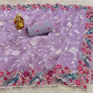 ส่าหรีผ้าโปร่งบางที่สวยงามพร้อมการปักเลื่อมสไตล์ปากีสถานสำหรับงานแต่งงานและงานปาร์ตี้ - Product Image 2