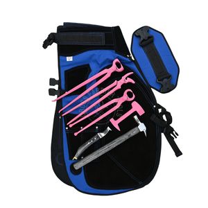 Horse Hoof Trimming Farrier Apron Leather Safety Chaps with Pink Nipper Bends <b>Nails</b> with Clincher Hammer Loop Knife <b>Buffer</b> - Product Image 6