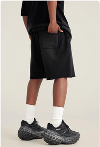 กางเกงขาสั้นผู้ชายทรงลำลองผ้าวอร์สเต็ดย้อมสีแบบวินเทจ ระบายอากาศได้ดี แห้งเร็ว เป็นมิตรกับสิ่งแวดล้อม มีเชือกผูกเอว สีซีดจางแบบซันเฟด เหมาะสำหรับฤดูร้อน ไซส์พลัส - Product Image 3