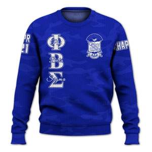 Winter Phi Beta Sigma 1914 Fraternity Acrylic Knit Breathable Blue White Chenille Greek Letters Sigma Beta Front Sweater Apparel - Product Image 3