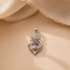 Rhodium-Plated Platinum <b>Amethyst</b> Drop Charm <b>Pendant</b> Handmade Religious Crystal Jewelry - Product Image 2