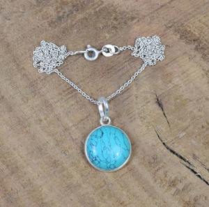 จี้อัญมณีเทอร์ควอยซ์เงินสเตอร์ลิง925จี้เครื่องประดับชั้นดีพร้อมตราประทับ925เครื่องประดับเงินจี้ผู้หญิง - Product Image 3