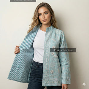 Veste en velours brodée à la main, motif Suzani, style bohème, automne-hiver, luxe, textile indien, coton écologique - Product Image 1