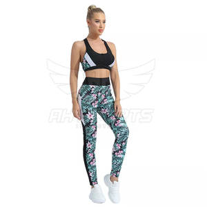 Cintura elástica transpirable de alta calidad para mujer Impresión de logotipo personalizado 2024 Sports Fitness Yoga Set 2 piezas - Product Image 1