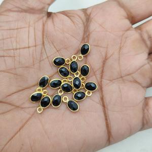 Pendentif à breloques lunette ovale en onyx noir connecteur de pierres précieuses à facettes en argent sterling 925 pour la fabrication de bijoux - Product Image 1