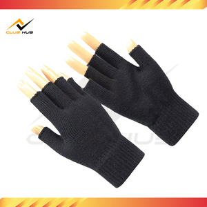 Gants d'hiver sans doigts pour homme, en polyester noir, longueur poignet, compatibles écran tactile, respirants, chauds, couleur personnalisable - Product Image 6