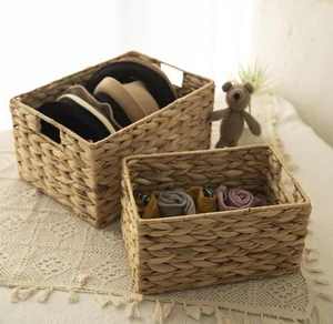 <b>Large</b> Natural Water Hyacinth <b>Wicker</b> Eco-Friendly Rectangle <b>Basket</b> <b>Lid</b> Home Laundry Clothes Storage Organization Wholesale - Product Image 2