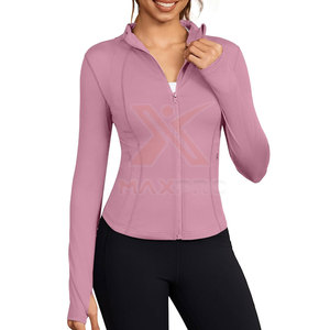 Vêtements de sport à faible MOQ pour femmes : Veste de yoga respirante, grande taille, avec logo frontal, coupe-vent, très vendue - Product Image 1
