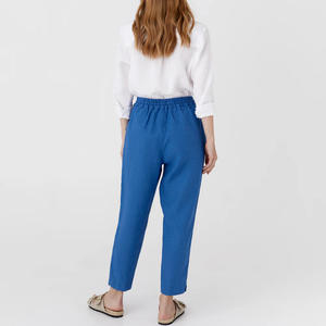Pantalones de Lino Transpirables para Mujer, Corte Holgado, Bolsillos Laterales, Cintura con Cordón Ajustable, Elásticos, Casuales, de Verano - Product Image 4