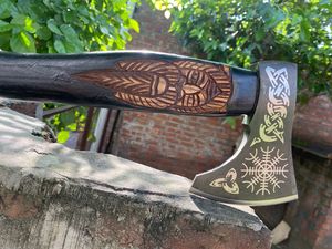 Camping Outdoor <b>Survival</b> Hatchet <b>Axe</b> Sharp Viking Tomahawk <b>Axe</b> Head Chopping Hand <b>Axe</b> Stainless Steel 20 Inches Steel Handle - Product Image 2