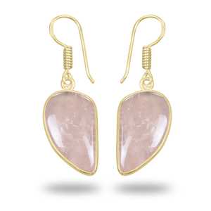 Gorgeous Women's Rose Quartz earring Natural Stones Jewelry Fashionable Fine 18k Gold plated Earrings for wedding party - Product Image 1