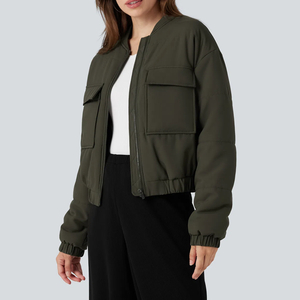 OEM primavera y otoño tejido poliéster Casual mujer abrigo manga larga impermeable señora abrigo para exteriores mujer chaqueta de béisbol - Product Image 3