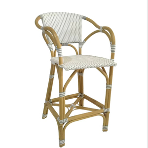 Chaise de bar contemporaine Design en rotin naturel pour une application de café moderne - Product Image 1